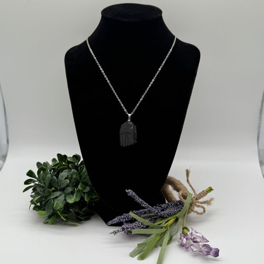 Raw Black Tourmaline Pendent