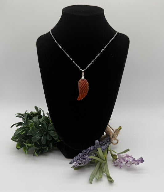 Polished Carnelian Wing Pendent w/neckless