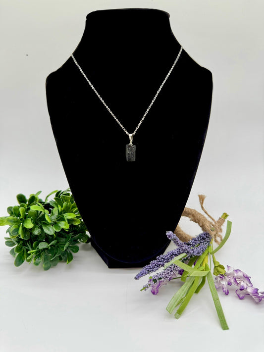 Small Raw Black Tourmaline Pendant w/neckless
